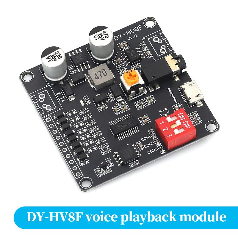 12V/24V DY-HV8F voice playback module triggers one-to-one serial port control to play 10W/20W voice module HV8F