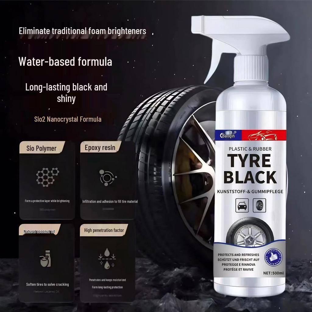 Tire Shine Wax Spray: Durable Blackening & Anti-Aging Protectant