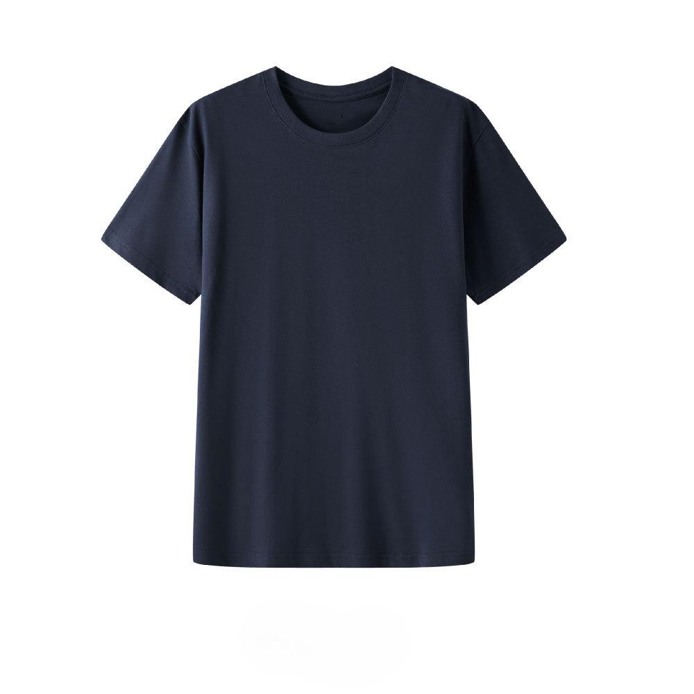 Unisex Round Neck Short Sleeve Loose Fit T-Shirt Casual Solid Color Cotton Tee Top