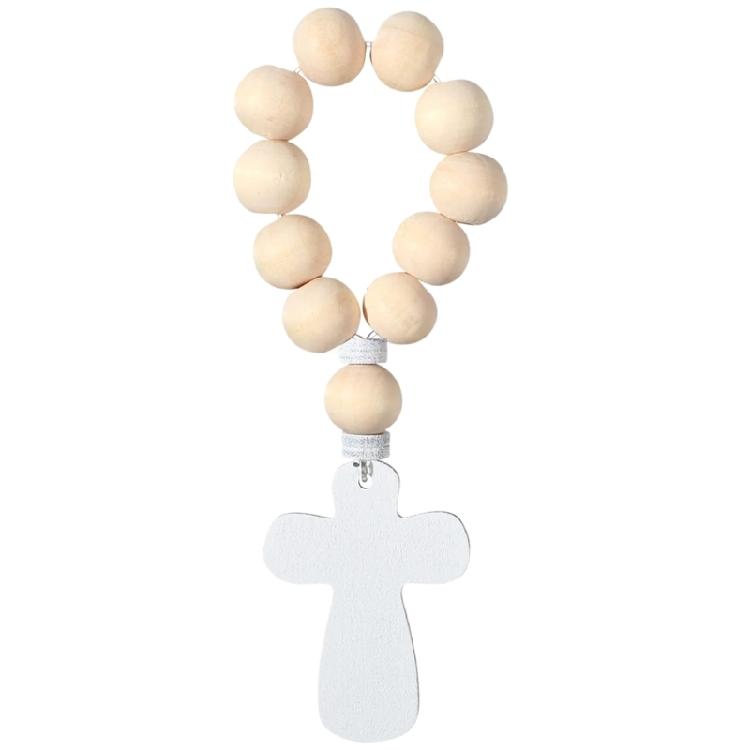 18Pcs Wood Beads Rosary Bracelets with Bag for Church Activity and Babys Room