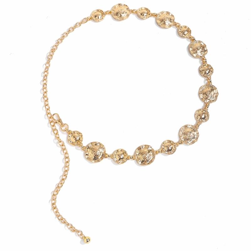 Geometric Sea Shell Design Waist Chain Adjustable Length Chain Belt For Women Teens Dress Pants Fashion Accessories