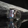 Huajie 6/13 Size Temperament Men's Retro Turkish Signet Rings Colored Cut Square Zircon Delicate Ring Vintage  Trendy