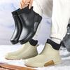 Waterproof Ankle Rain Boots for Men Chef Kitchen Fleece-lined Man Shoes Work Fashion Rainy Day Non-slip Garden Fishing Wellies