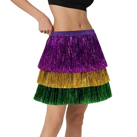 Party Skirt Elastic High Waist Patchwork Color Glittery Skirt Carnival Festival Holiday Parties Stage Performances