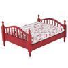 1:12 Dollhouse Bed Wooden Miniature Bed Furniture Decoration Kid Toy (Mahogany Color)