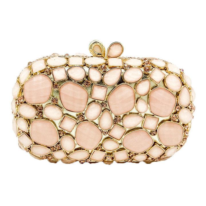 

Boutique De FGG Natural Shell Women Luxury Crystal Evening Bags Bridal White Wedding Clutch Bag Party Minaudiere Handbag Purse Small Clutch
