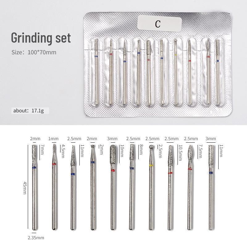 Russian Style Manicure Tool Set with Diamond & Tungsten Steel Grinding Heads
