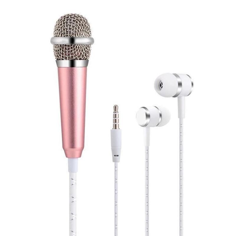 Microphone 3.5Mm Stereo Studio Mic Ktv Karaoke Mini Microphone With Earphone For Smart Phone Laptop Pc Desktop Handheld Audio