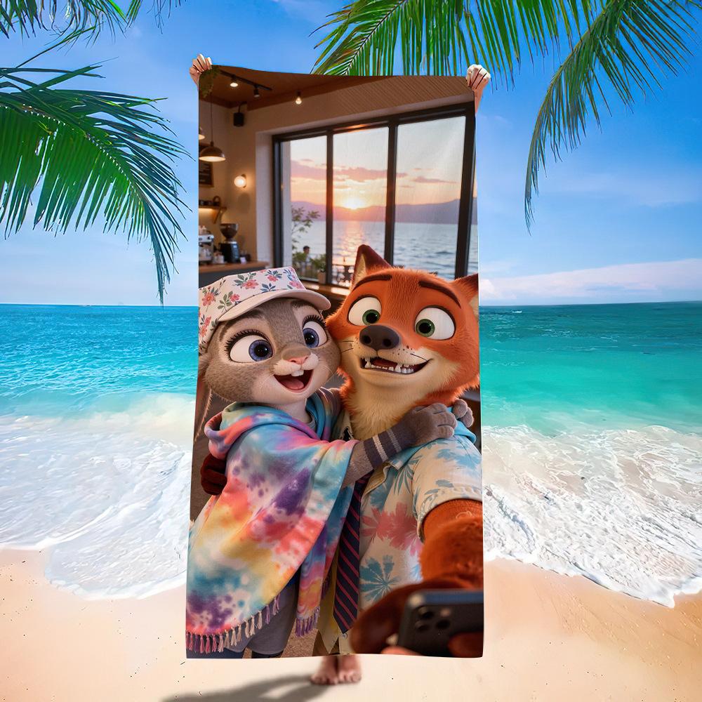 Zootopia Beach Towel Microfiber Bath Towel Kids Cartoon Week Judy Nick Quick Dry Towel