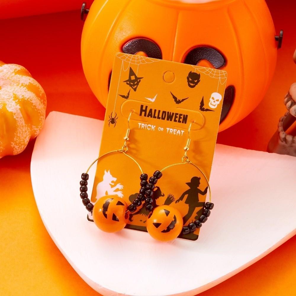 Circle Halloween Earrings Beads Ghost Dangle Earrings Fashion Pumpkin Hoop Earrings  Girls