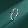 12 Birthstone 925 Sterling Silver Women's Zircon Ring - Elegant Red Book Style Jewelry, Perfect Birthday Gift