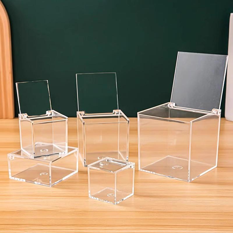 Plastic Box Durable Multi Size Storage Box With Cover Flip Cover Plastic Box Transparent Acrylic Dust Cover Party Decor