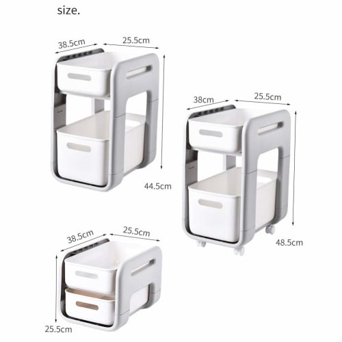 MEMETARO Under-Sink Storage Drawer, 2-Tier Sliding Rack with Casters, Stylish Kitchen Storage Shelf, Easy Assembly, 25cm Wide, 48cm High, 38cm Deep