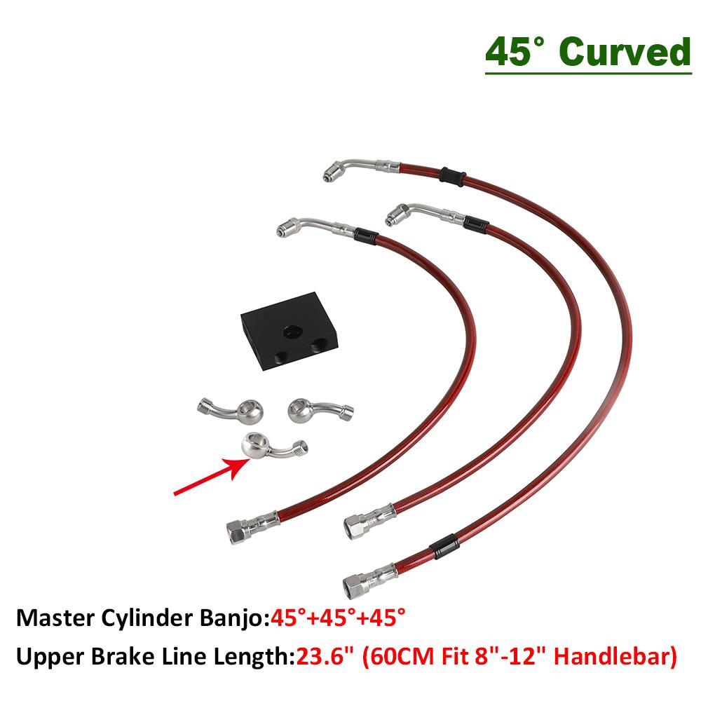 45° 180° 0° Motorcycle Cylinder Banjo Motorcycle Brake Hose Hydraulic Line Cable For Harley Dyna Fat Bob FXDF Low Rider FXDL ABS