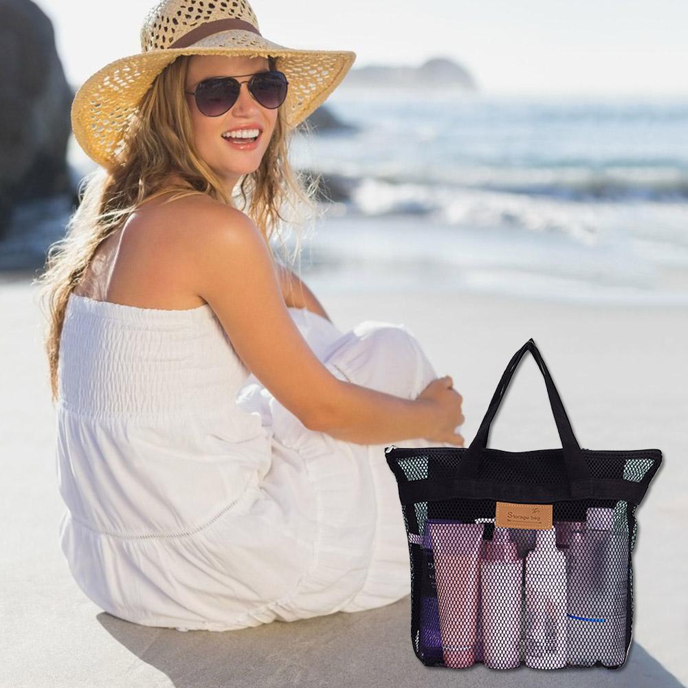 Mesh Hand-held Makeup Bag Toiletry Storage Bags Travel Beach Bags Lightweight Washing Bag Outdoor Swimming Bath Bag