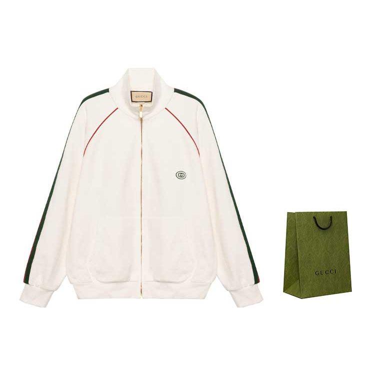 Gucci Sweatshirts Men's White Stand Collar Moderate Cardigan 625405-XJCOE-9146