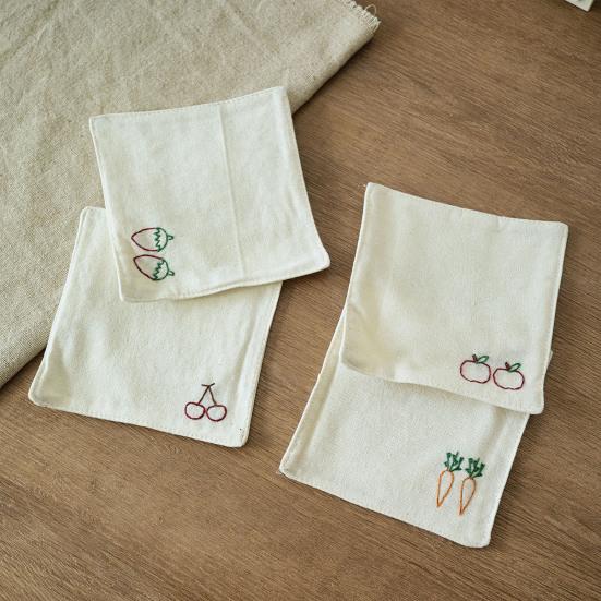 4 pièces sous-verres rustiques en coton, dessous de verre tissés à carreaux brodés à la main pour tasses à café et à thé, protège-table lavable résistant à la chaleur pour la maison