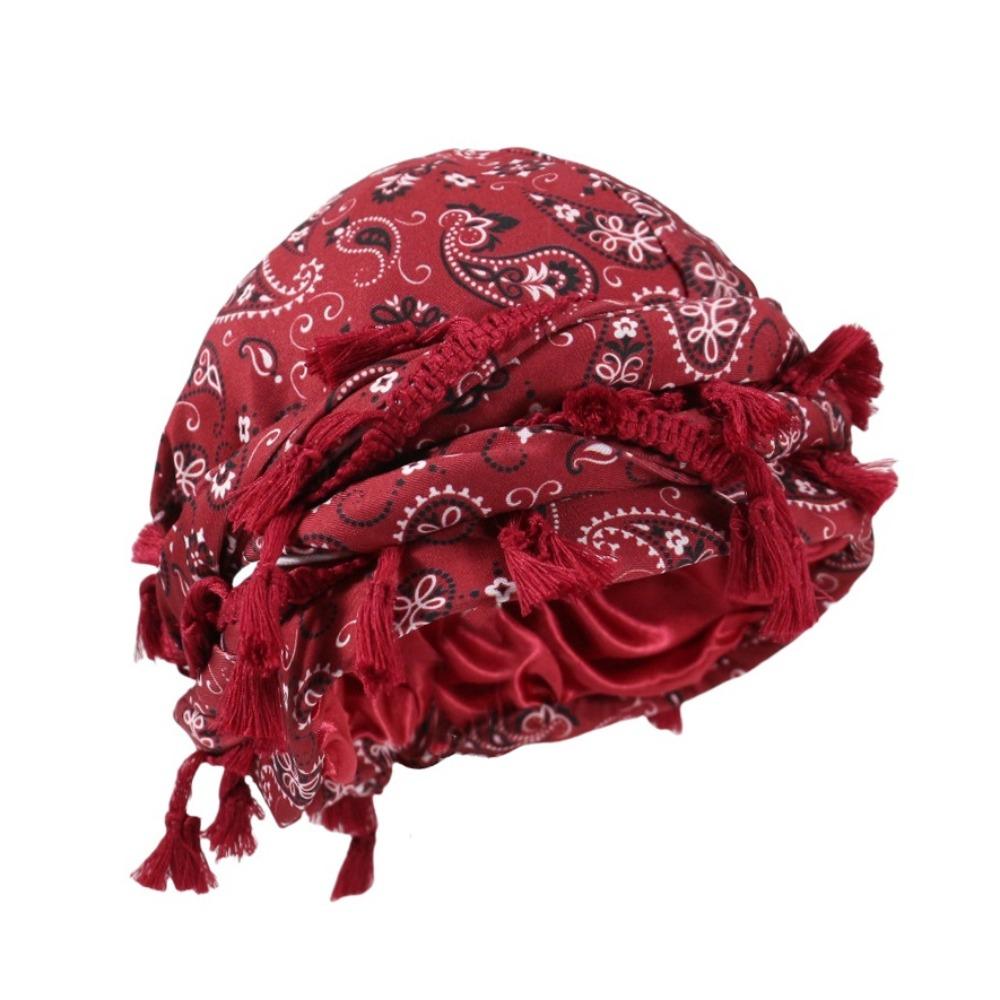 Tassel Twist Head Wraps Cashew Print Durag For Men Unisex Hair Wrap Scarf  Fashion Accessory