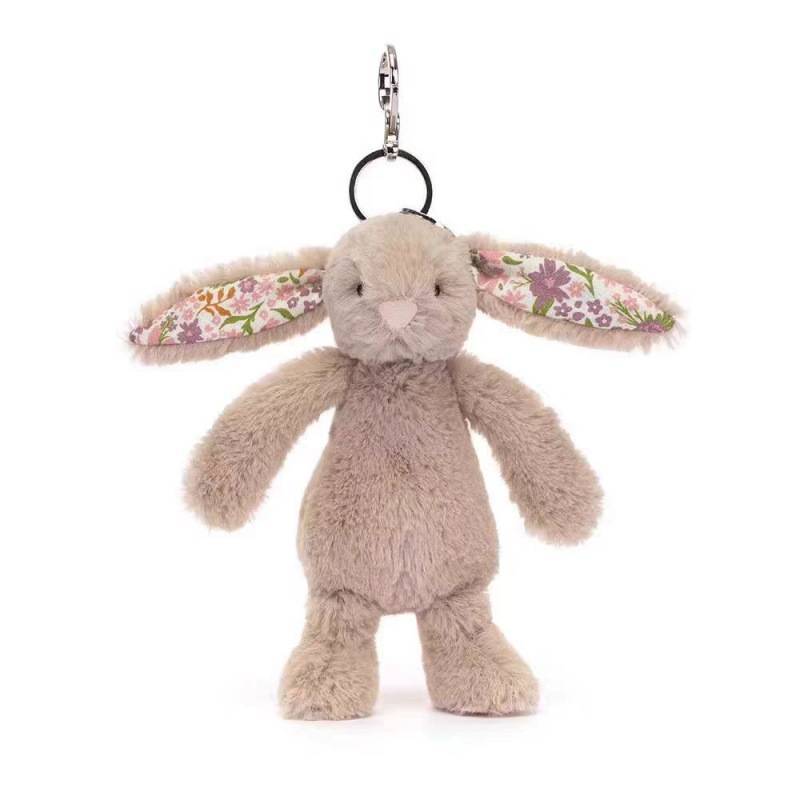 

Plush Rabbit Jellycat Pendant With Floral Ear Design For Daily Bag Decoration