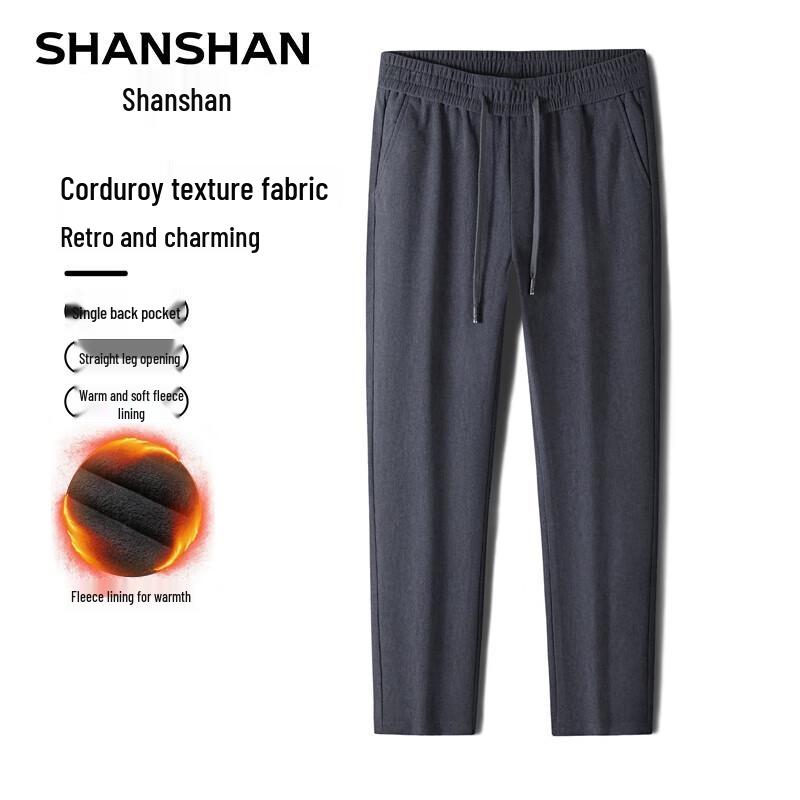 

SHANSHAN Men s Corduroy Thickened Warm Straight-Leg Casual Pants L / 175