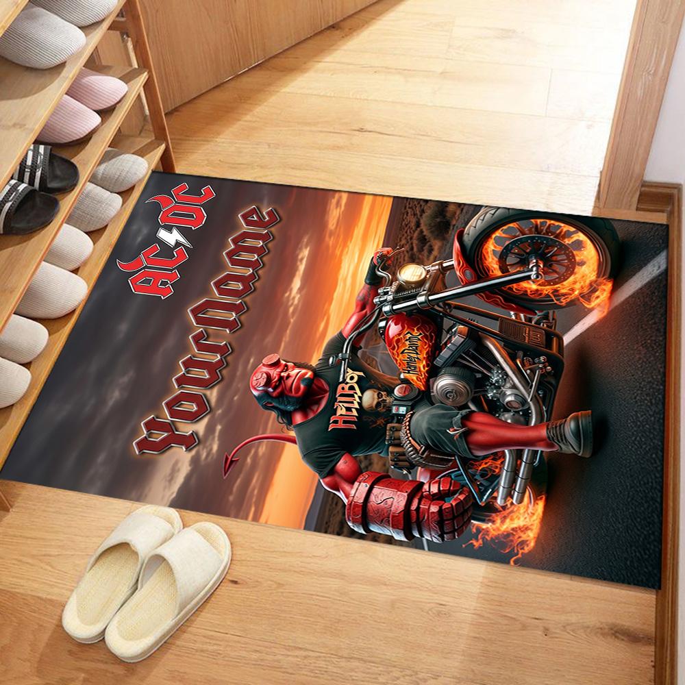 Harley-davidson Motorcycles Customize Your Name Floor Mat Design for Playrooms Foyer Dormitory Decorate room Antislip Carpet Anime Office Decor