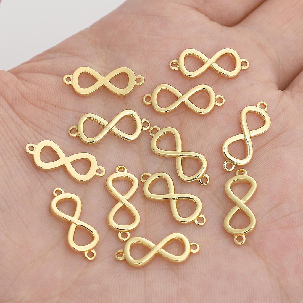 14 Karat vergoldeter Kupferanhänger mit doppelt hängender 8-förmiger Schnalle zur Herstellung von DIY-Schmuck