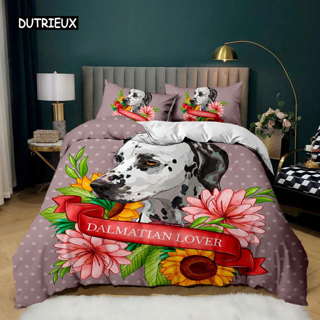 Bettbezug-Set mit Cartoon-Hund, mehrfarbig, Aquarell, süße französische Bulldogge, Bettwäsche-Set für Mädchen und Jungen, Polyester, Welpen-Thema, Bettbezug