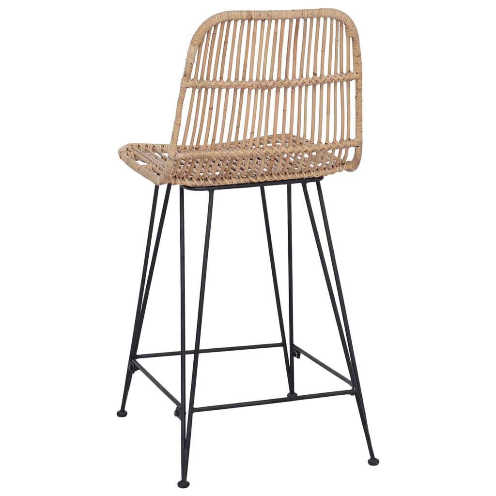Bar Stool Set of 2 Natural 44 X 54 X 96 Cm Rattan and Steel