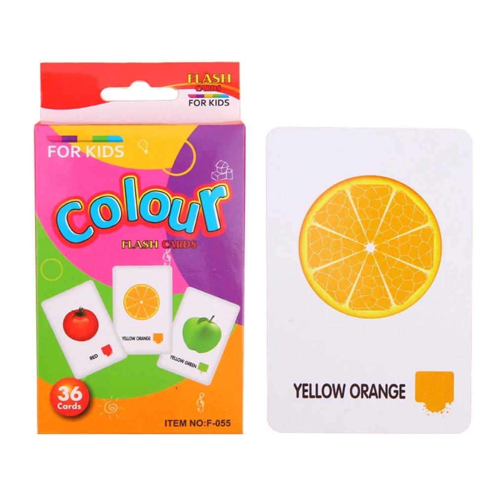 36 Cards/Box English Cognitive Card Animal Shape Fruit Color English Words for Baby Early Learning Educational Toy
