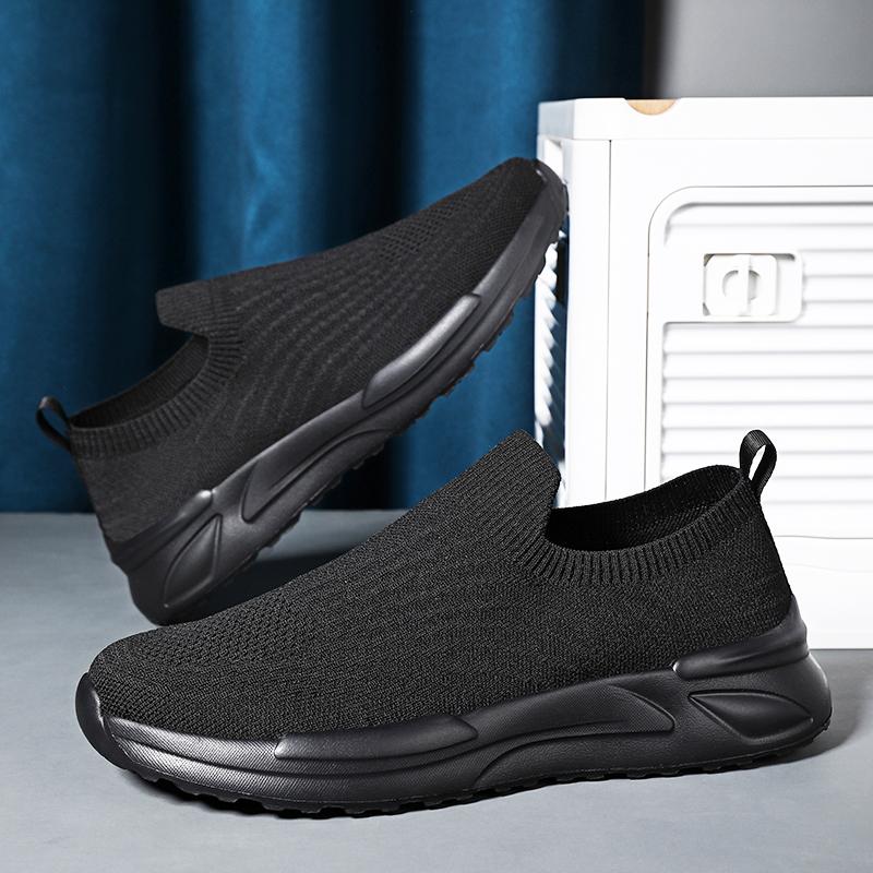 Men Mesh Casual Shoes Breathable High Quality Sneakers Trendy Slip on Lightweight Black Big Size Fashion Walking Man Tenis Shoe