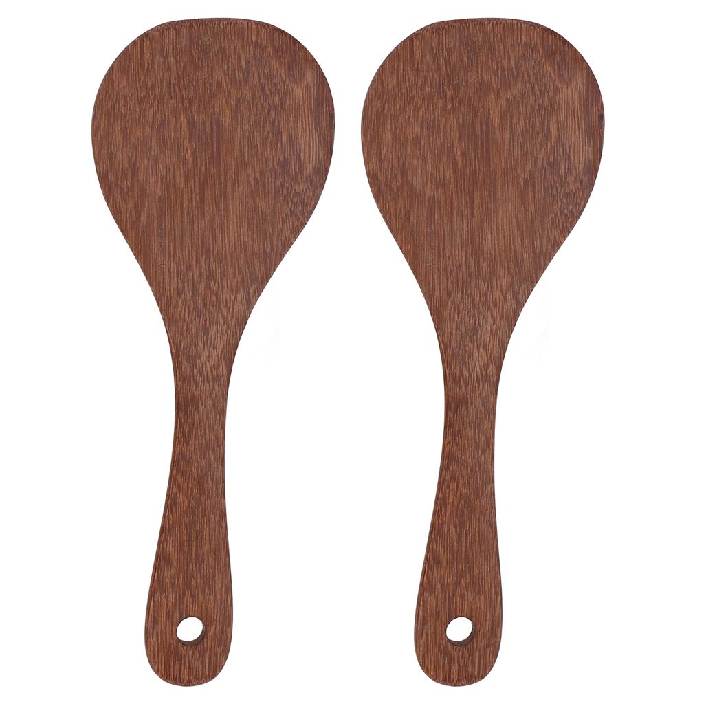 2 Pcs Rice Paddle Natural Wooden Rice Cooker Spatula Kitchen Cooking Spoons for Mixing and Serving RiceRound Mouth