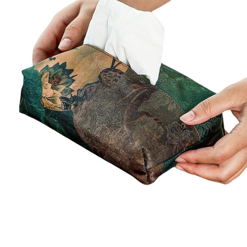 

Embroidery Tissue Bag Fabric Napkin Bag Practical Chinese Retro Tissue Box Living Room Style E