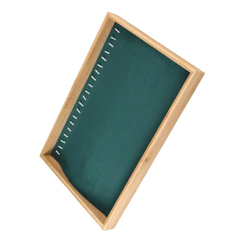 Velvet Bamboo Jewelry Display Tray Ring Earring Necklace Bracelet Pendant Organizer Jewelry Storage Tray For Drawer