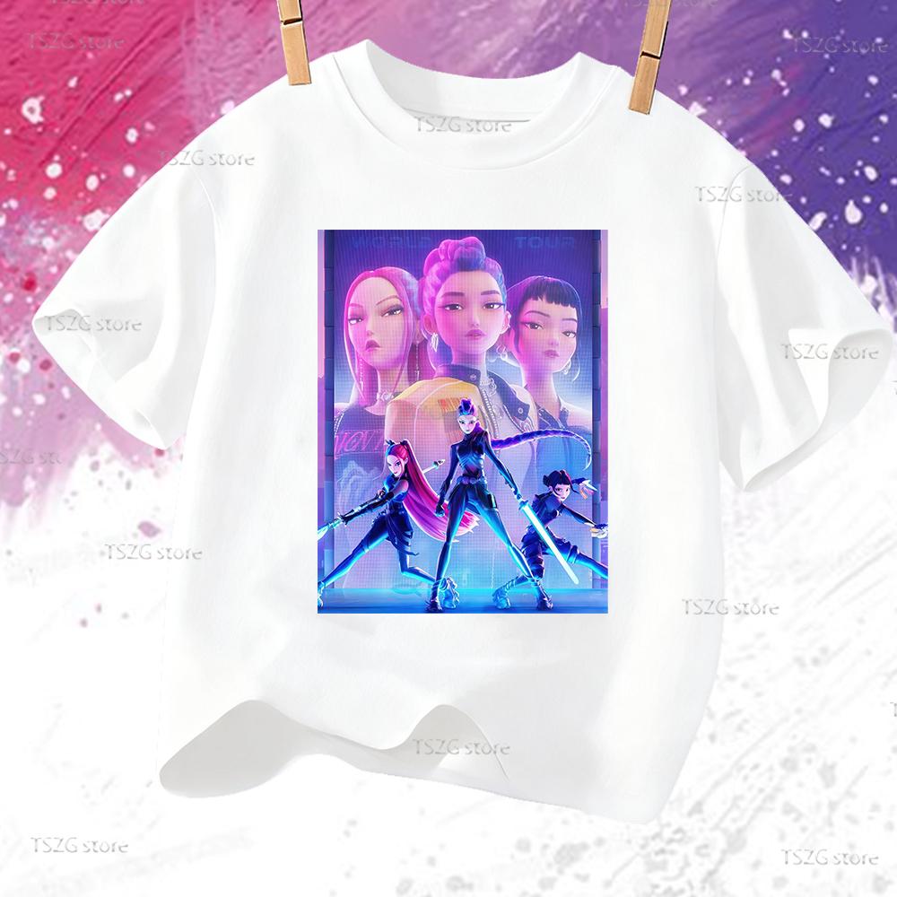 Huntrix Kpop Demon Hunters T-Shirt for Boys Girls T-shirt Fans Gift Summer Short Sleeve Children Tees Top Fashion Kids T-shirt
