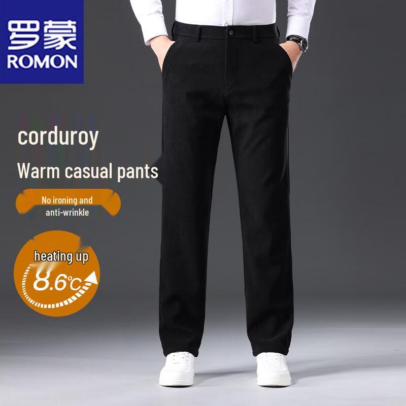 ROMON Men's Corduroy Straight-Leg Casual Pants