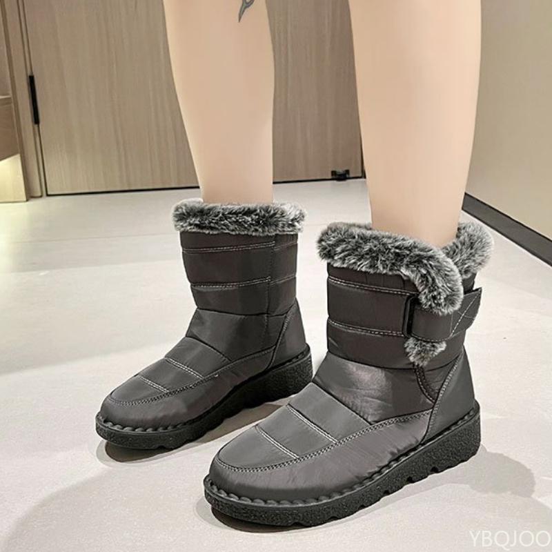 Magasszárú női hócsizma télre vastag meleg nagy méret csúszásgátló kopásálló egyszerű kényelmes pamutcsizma