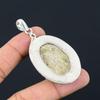Sisters Day Deal Oval Fossil Coral Stone Daughter Pendant 925 Sterling Silver