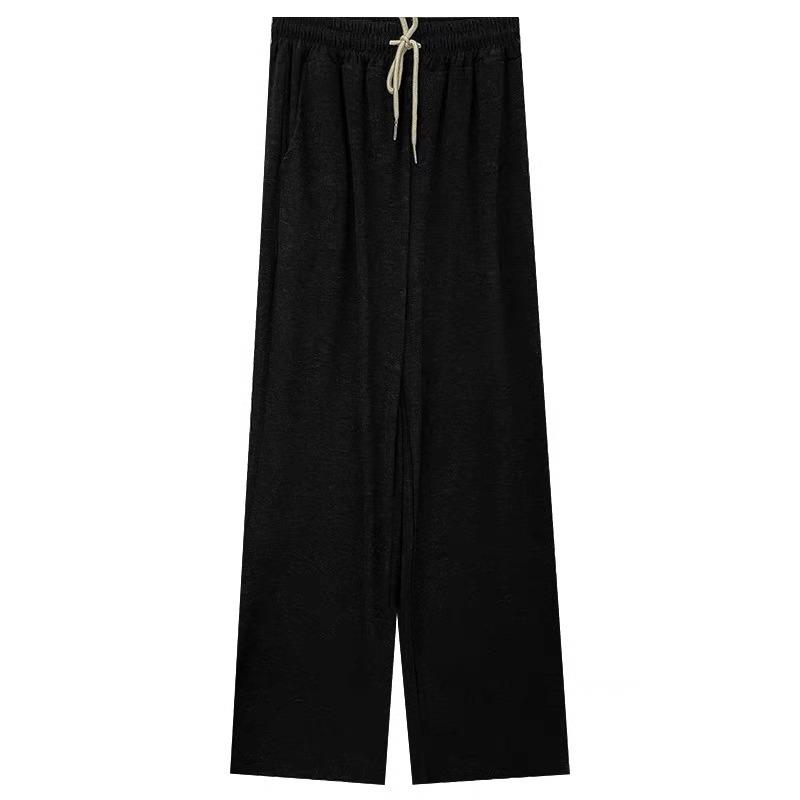 Petite Slimming Wide-Leg Fleece-Lined Pants for Women - Casual Elastic Waist, Loose Fit for Autumn/Winter