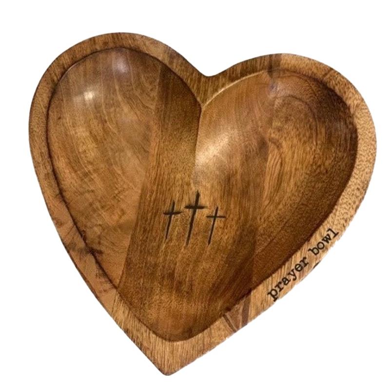 Heart Shaped Prayer Bowl - Religious Gifts, Wooden Prayer Bowls, Prayer Dough Bowls, Christian Congregation Gifts-ABSW (as the picture,NONE)