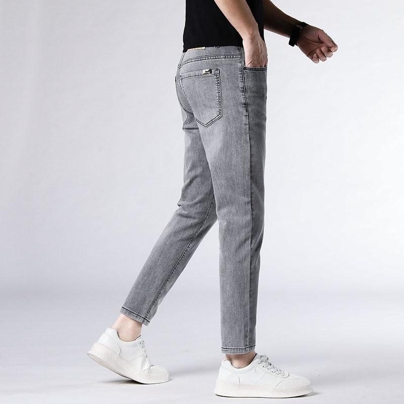 Spring and Summer Slim Feet Nine-point Jeans Men's Stretch Casual 9-point Trousers