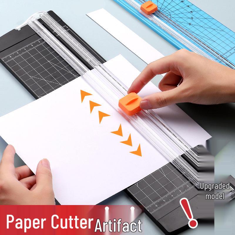 Compact Portable Paper Cutter - Bidirectional Sliding Knife for Photos and Paper Chopping.
