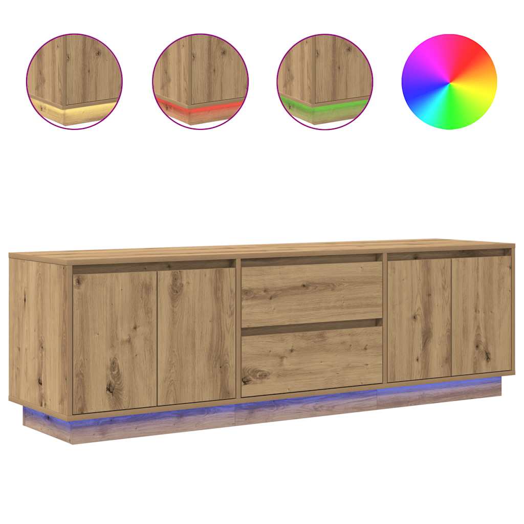 TV Stand with LED Lights Artisan Oak 160.5x41x50 Cm