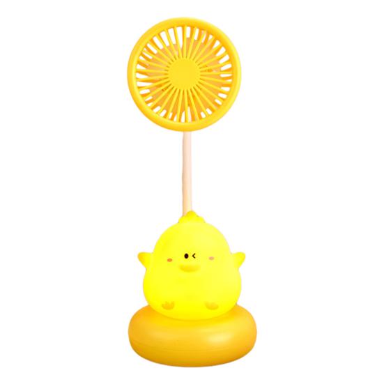 Cartoon Animal Night Light Fan with Flexible Neck USB Rechargeable Bedside Light Desk Fan Low Noise Cooling Fan with Night Lamp