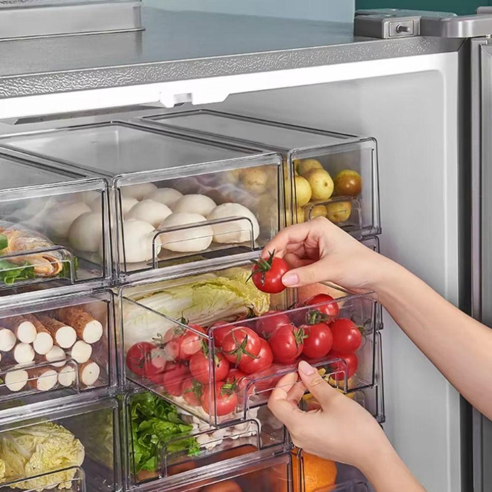 Fresh Keeping Refrigerator Storage Box Stackable Cosmetic Display Case  for Kitchen