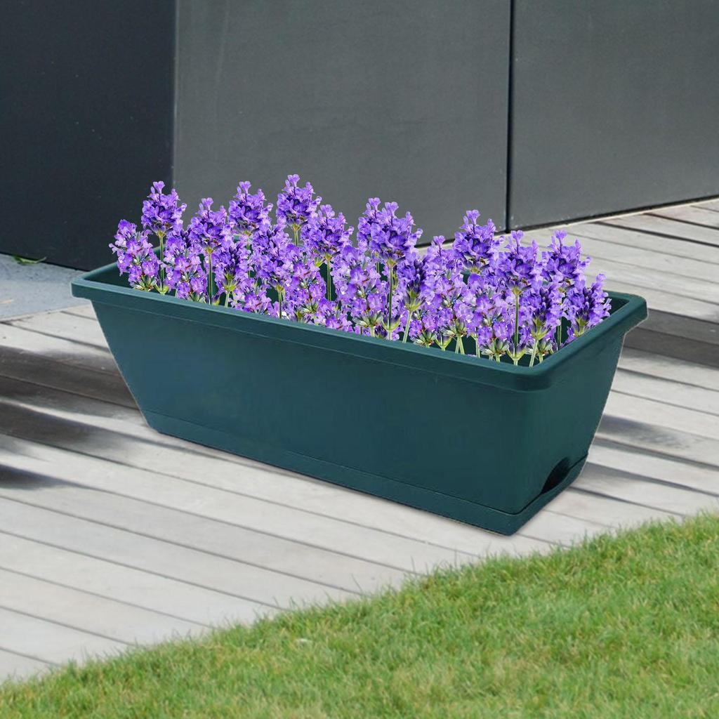 1 Pieces Window Box Planter Rectangle Plant Containers Decors with Drainage Holes Flower Pot Plant Pot for Outdoor Garden Home