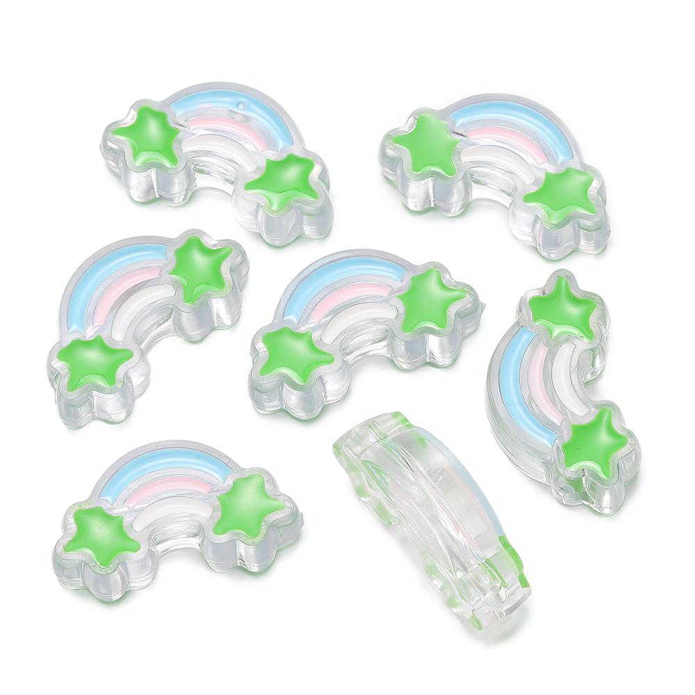 5Pcs/Lot Acrylic Dripping Oil Rainbow Beads Loose Spacer Beads for Jewelry Making Handmade DIY Bracelet Necklace Accessory