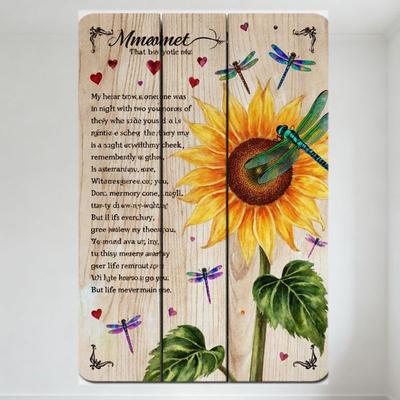 Micaenet Wooden-Style Metal Tin Sign Rustic Sunflower Dragonfly Heart Romantic Poem Decor for Home Bar Man Cave Wall Art Decor