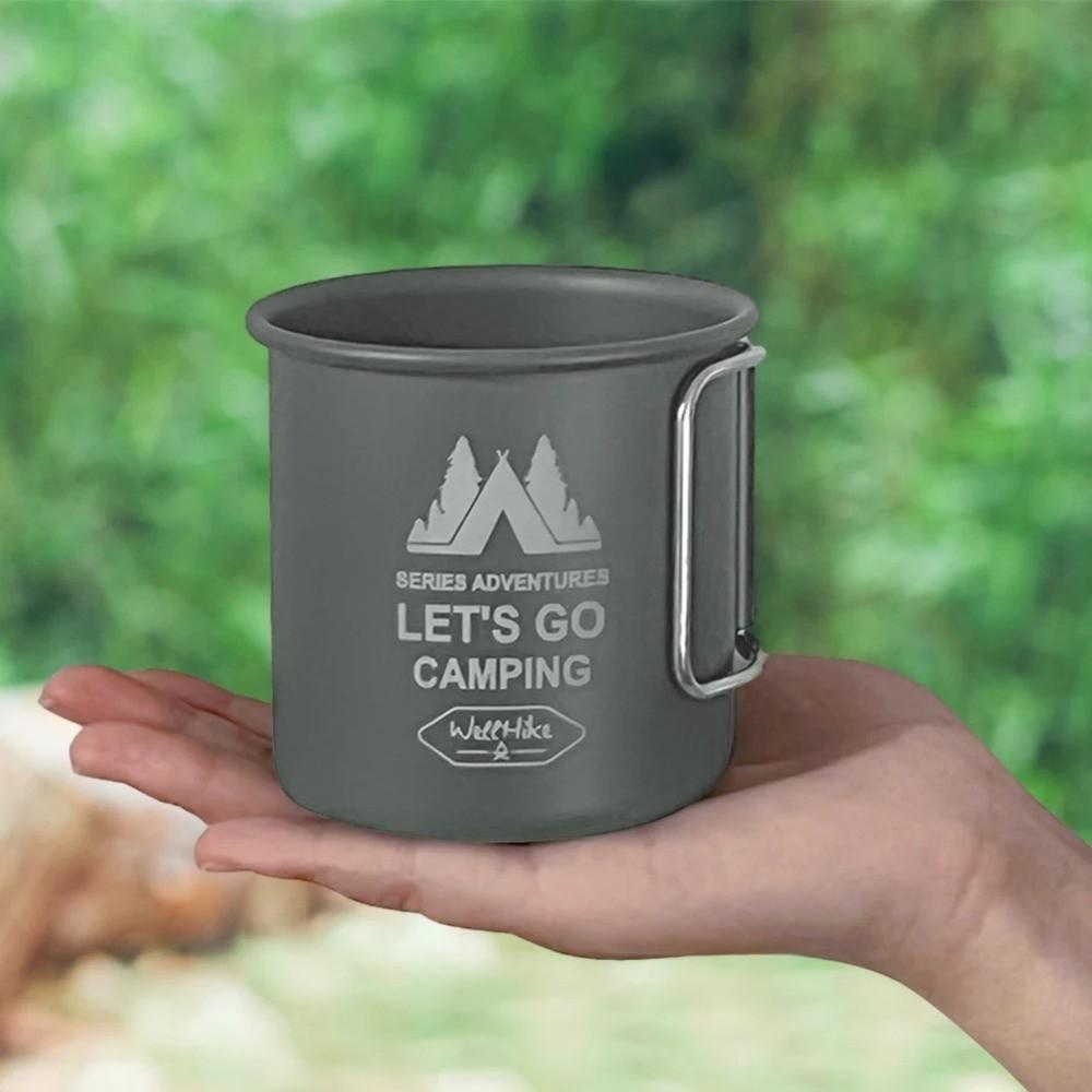 Aluminum Zinc Zinc Alloy Camping Mug with Foldable Handle Coffee Mug Camping Water Cup  for Outdoor Use