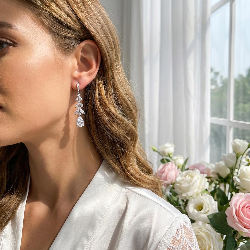 Wassertropfenförmige Zirkon-Quasten-Ohrstecker Hängende Ohrstecker für Damen Elegantes Schmuckaccessoire Weihnachtsgeschenke