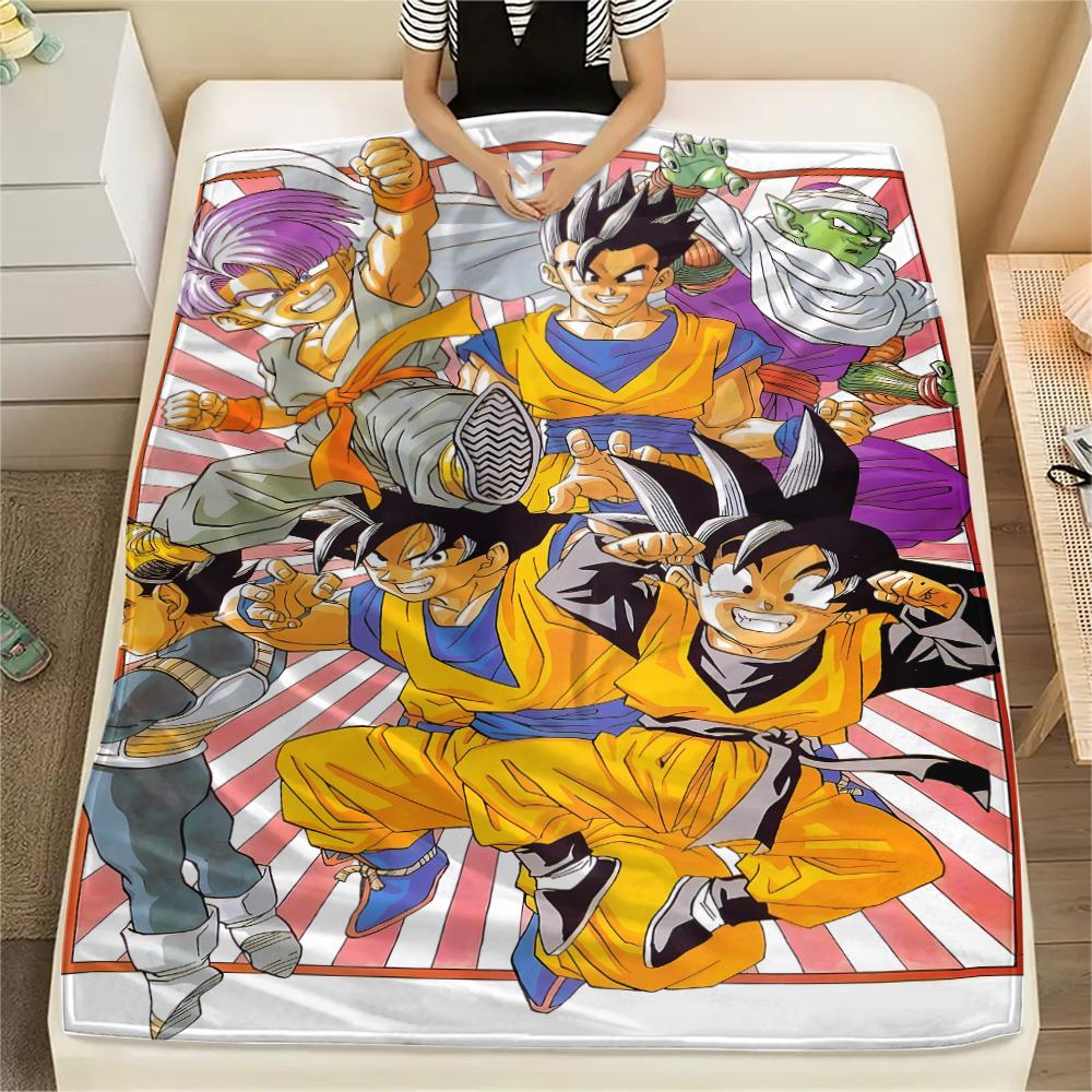 Coperta in Flanella con Stampa Personaggi Dragon Ball, Alta qualità Confortevole per Tutte le Stagioni, Arredamento per la Casa, Calore e Comfort, Perfetta per Regali di Natale